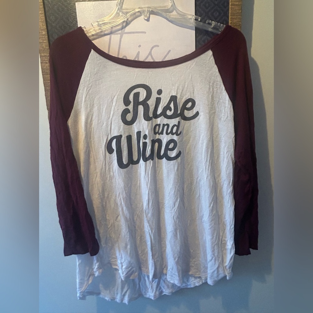 Rise and Wine Baseball tee shirt